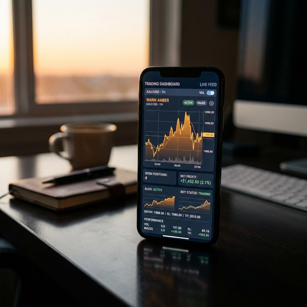 Vrestavia AI crypto trading platform interface on mobile device